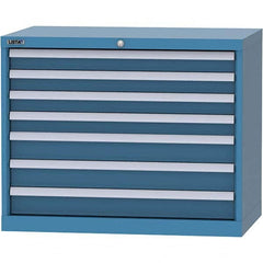LISTA - 7 Drawer, 84 Compartment Bright Blue Steel Modular Storage Cabinet - Exact Tooling