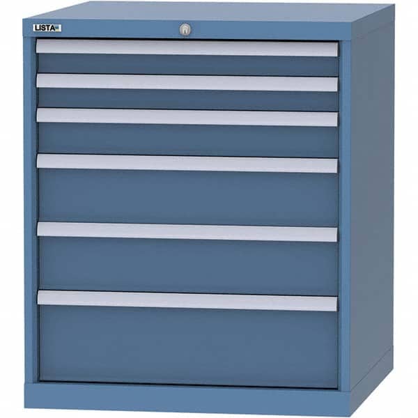 LISTA - 6 Drawer, 45 Compartment Bright Blue Steel Modular Storage Cabinet - Exact Tooling