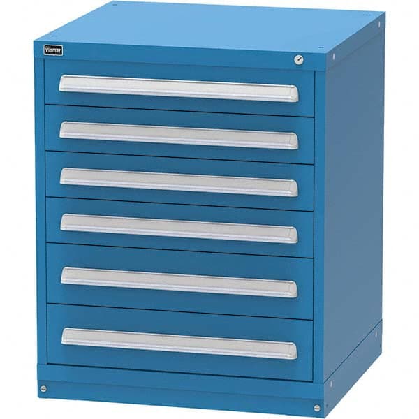 Vidmar - 6 Drawer, 344 Compartment Bright Blue Steel Modular Storage Cabinet - Exact Tooling