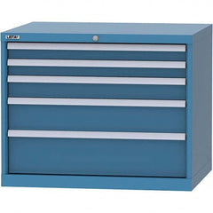 LISTA - 5 Drawer, 84 Compartment Bright Blue Steel Modular Storage Cabinet - Exact Tooling
