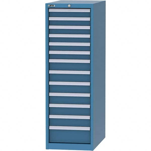 LISTA - 13 Drawer, 45 Compartment Bright Blue Steel Modular Storage Cabinet - Exact Tooling