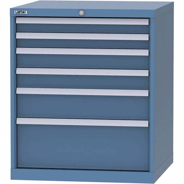 LISTA - 6 Drawer, 45 Compartment Bright Blue Steel Modular Storage Cabinet - Exact Tooling