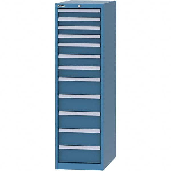 LISTA - 12 Drawer, 45 Compartment Bright Blue Steel Modular Storage Cabinet - Exact Tooling