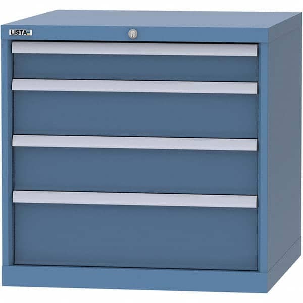 LISTA - 4 Drawer, 45 Compartment Bright Blue Steel Modular Storage Cabinet - Exact Tooling