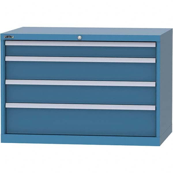 LISTA - 4 Drawer, 84 Compartment Bright Blue Steel Modular Storage Cabinet - Exact Tooling