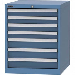 LISTA - 7 Drawer, 99 Compartment Bright Blue Steel Modular Storage Cabinet - Exact Tooling