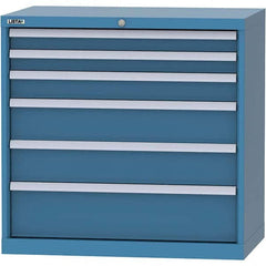 LISTA - 6 Drawer, 84 Compartment Bright Blue Steel Modular Storage Cabinet - Exact Tooling