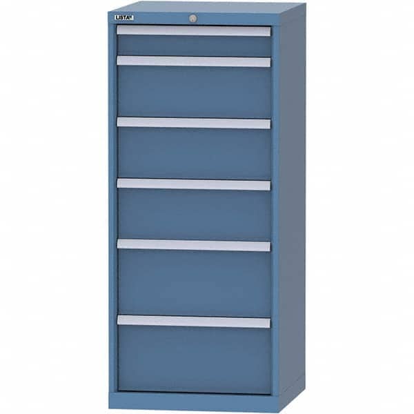 LISTA - 6 Drawer, 84 Compartment Bright Blue Steel Modular Storage Cabinet - Exact Tooling