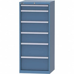 LISTA - 6 Drawer, 84 Compartment Bright Blue Steel Modular Storage Cabinet - Exact Tooling