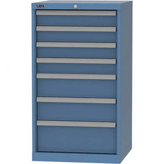 LISTA - 7 Drawer, 84 Compartment Bright Blue Steel Modular Storage Cabinet - Exact Tooling