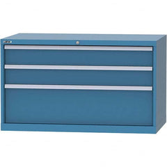 LISTA - 3 Drawer, 99 Compartment Bright Blue Steel Modular Storage Cabinet - Exact Tooling