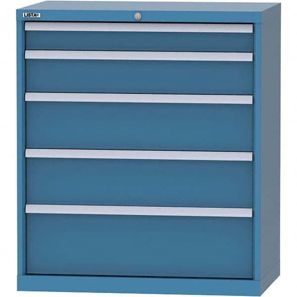LISTA - 5 Drawer, 84 Compartment Bright Blue Steel Modular Storage Cabinet - Exact Tooling
