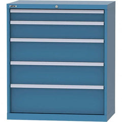 LISTA - 5 Drawer, 84 Compartment Bright Blue Steel Modular Storage Cabinet - Exact Tooling