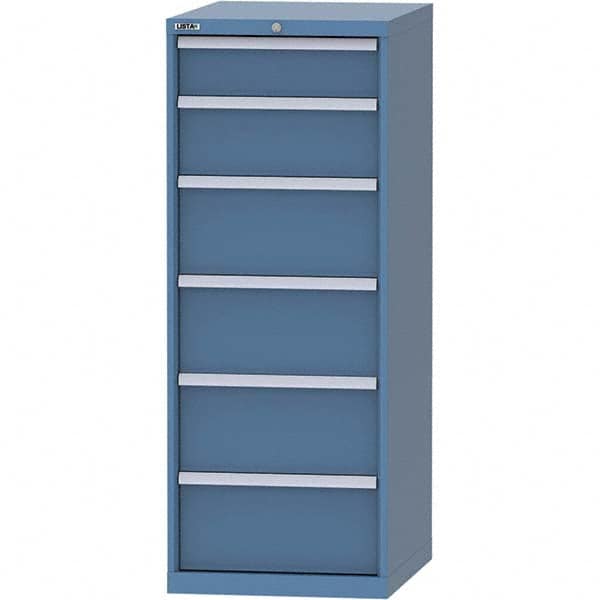 LISTA - 6 Drawer, 99 Compartment Bright Blue Steel Modular Storage Cabinet - Exact Tooling