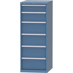 LISTA - 6 Drawer, 99 Compartment Bright Blue Steel Modular Storage Cabinet - Exact Tooling