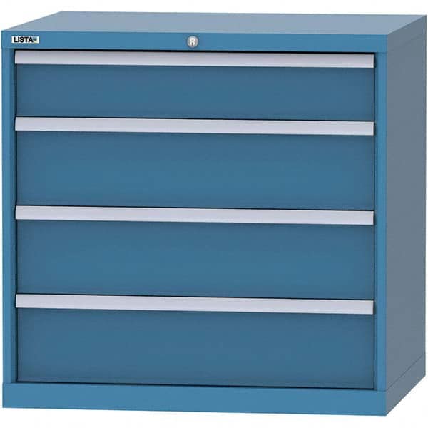 LISTA - 4 Drawer, 84 Compartment Bright Blue Steel Modular Storage Cabinet - Exact Tooling