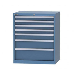 LISTA - 7 Drawer, 124 Compartment Bright Blue Steel Modular Storage Cabinet - Exact Tooling