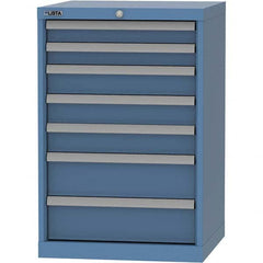 LISTA - 7 Drawer, 84 Compartment Bright Blue Steel Modular Storage Cabinet - Exact Tooling