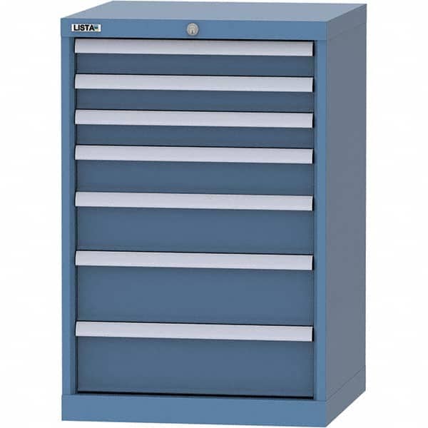 LISTA - 7 Drawer, 84 Compartment Bright Blue Steel Modular Storage Cabinet - Exact Tooling