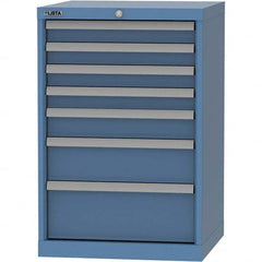 LISTA - 7 Drawer, 84 Compartment Bright Blue Steel Modular Storage Cabinet - Exact Tooling