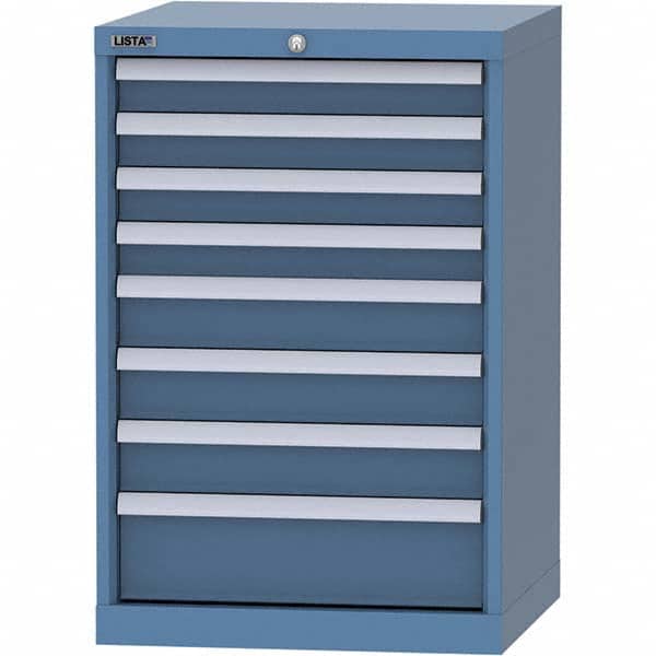 LISTA - 8 Drawer, 84 Compartment Bright Blue Steel Modular Storage Cabinet - Exact Tooling