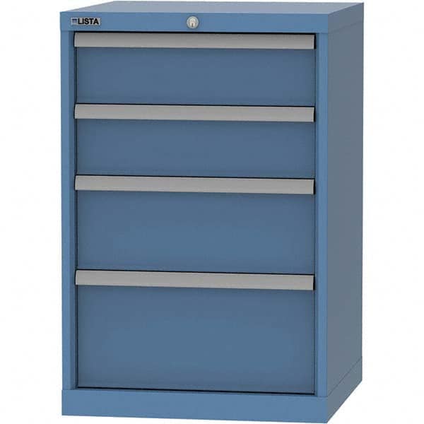 LISTA - 4 Drawer, 84 Compartment Bright Blue Steel Modular Storage Cabinet - Exact Tooling