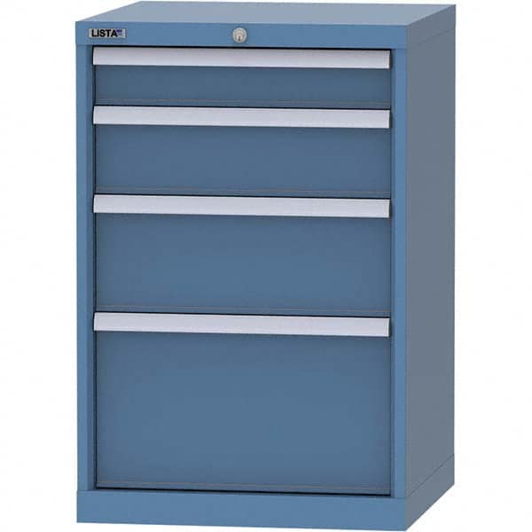 LISTA - 4 Drawer, 84 Compartment Bright Blue Steel Modular Storage Cabinet - Exact Tooling