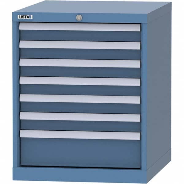 LISTA - 7 Drawer, 99 Compartment Bright Blue Steel Modular Storage Cabinet - Exact Tooling