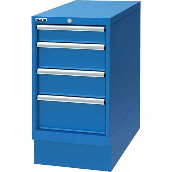LISTA - 4 Drawer, 34 Compartment Bright Blue Steel Modular Storage Cabinet - Exact Tooling