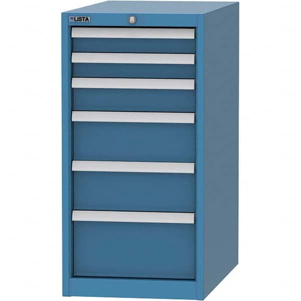 LISTA - 6 Drawer, 45 Compartment Bright Blue Steel Modular Storage Cabinet - Exact Tooling
