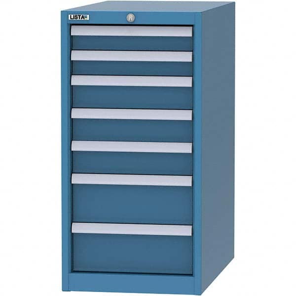 LISTA - 7 Drawer, 45 Compartment Bright Blue Steel Modular Storage Cabinet - Exact Tooling