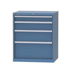 LISTA - 4 Drawer, 124 Compartment Bright Blue Steel Modular Storage Cabinet - Exact Tooling