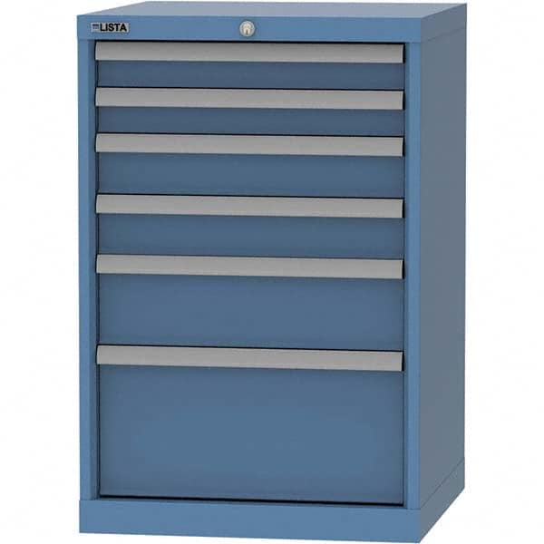 LISTA - 6 Drawer, 84 Compartment Bright Blue Steel Modular Storage Cabinet - Exact Tooling