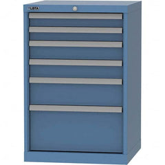 LISTA - 6 Drawer, 84 Compartment Bright Blue Steel Modular Storage Cabinet - Exact Tooling