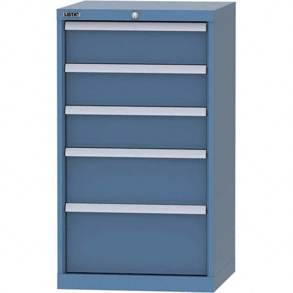 LISTA - 5 Drawer, 84 Compartment Bright Blue Steel Modular Storage Cabinet - Exact Tooling
