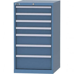 LISTA - 7 Drawer, 99 Compartment Bright Blue Steel Modular Storage Cabinet - Exact Tooling