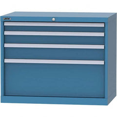 LISTA - 4 Drawer, 84 Compartment Bright Blue Steel Modular Storage Cabinet - Exact Tooling