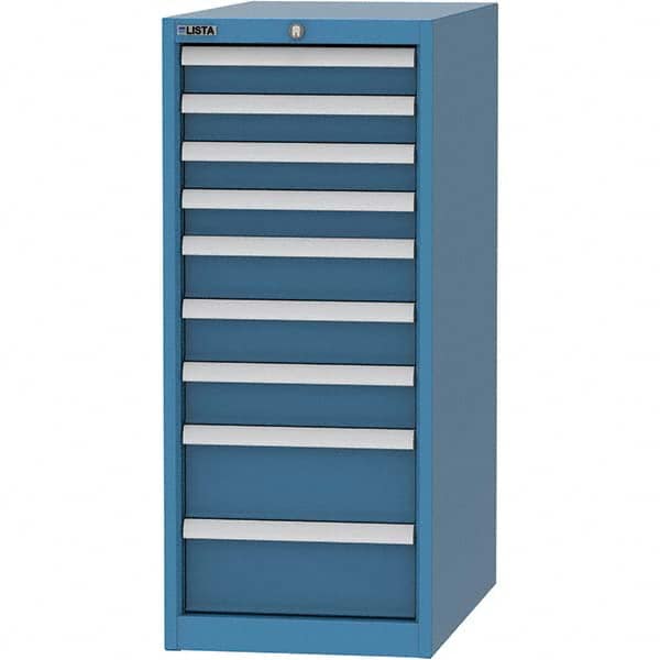 LISTA - 9 Drawer, 45 Compartment Bright Blue Steel Modular Storage Cabinet - Exact Tooling