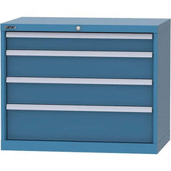 LISTA - 4 Drawer, 84 Compartment Bright Blue Steel Modular Storage Cabinet - Exact Tooling