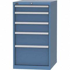 LISTA - 5 Drawer, 99 Compartment Bright Blue Steel Modular Storage Cabinet - Exact Tooling
