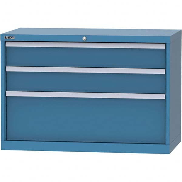 LISTA - 3 Drawer, 84 Compartment Bright Blue Steel Modular Storage Cabinet - Exact Tooling