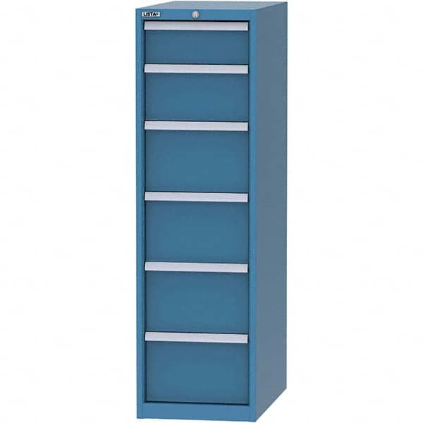 LISTA - 6 Drawer, 45 Compartment Bright Blue Steel Modular Storage Cabinet - Exact Tooling