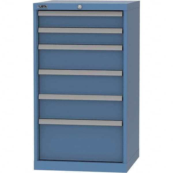 LISTA - 6 Drawer, 84 Compartment Bright Blue Steel Modular Storage Cabinet - Exact Tooling