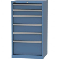 LISTA - 6 Drawer, 84 Compartment Bright Blue Steel Modular Storage Cabinet - Exact Tooling