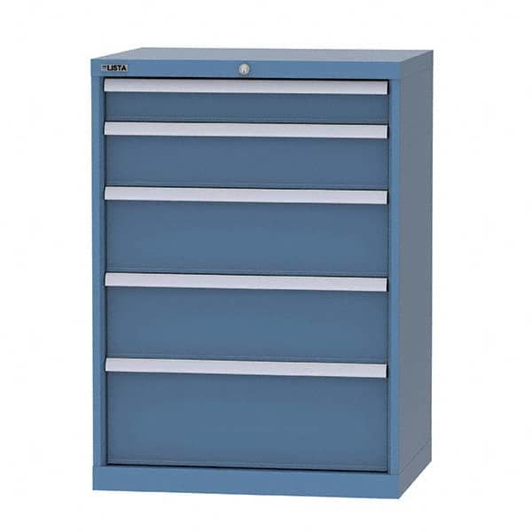 LISTA - 5 Drawer, 124 Compartment Bright Blue Steel Modular Storage Cabinet - Exact Tooling