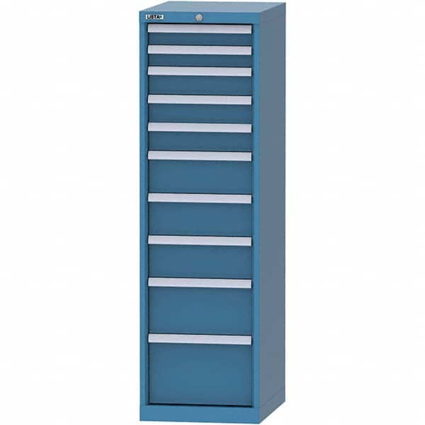 LISTA - 10 Drawer, 45 Compartment Bright Blue Steel Modular Storage Cabinet - Exact Tooling