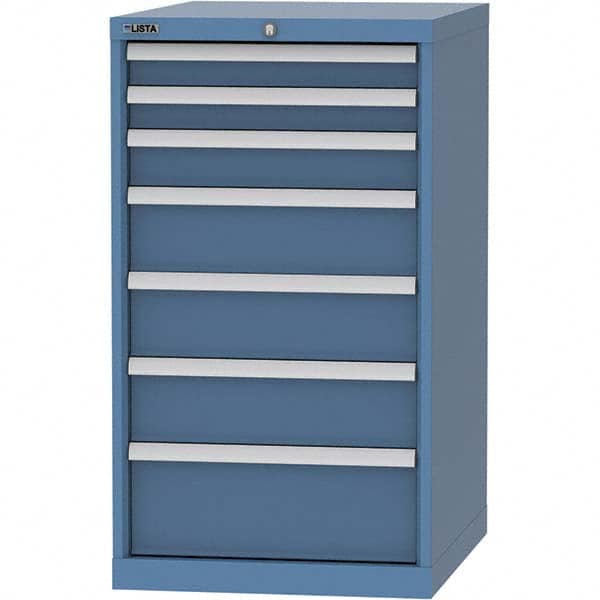 LISTA - 7 Drawer, 99 Compartment Bright Blue Steel Modular Storage Cabinet - Exact Tooling