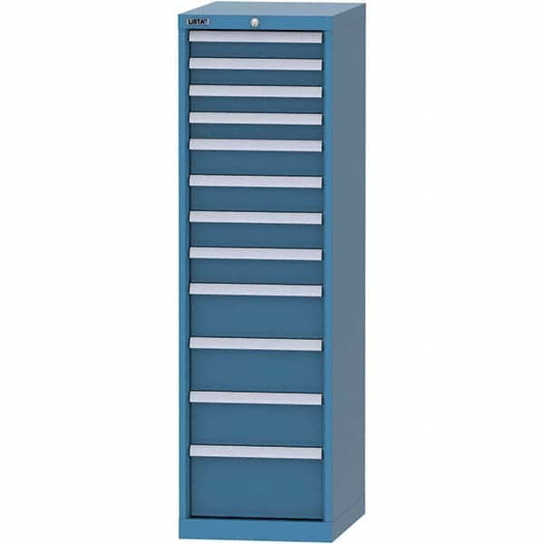 LISTA - 12 Drawer, 45 Compartment Bright Blue Steel Modular Storage Cabinet - Exact Tooling