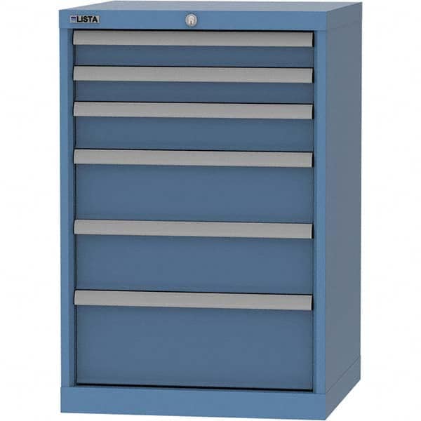 LISTA - 6 Drawer, 84 Compartment Bright Blue Steel Modular Storage Cabinet - Exact Tooling