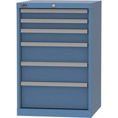 LISTA - 6 Drawer, 84 Compartment Bright Blue Steel Modular Storage Cabinet - Exact Tooling